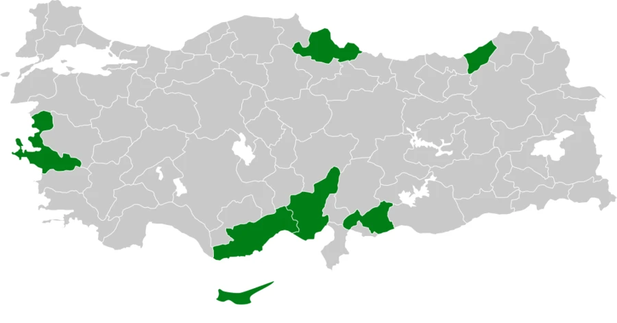 Kızılkuyruklu örümcekkuşu Türkiye dağılım haritası