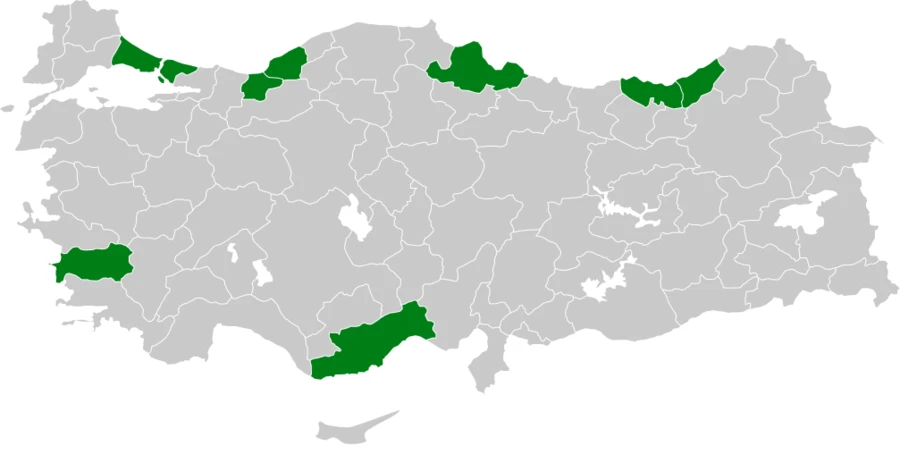 Kütkuyruklu korsanmartı Türkiye dağılım haritası