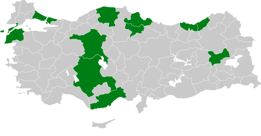 Mezgeldek Türkiye dağılım haritası