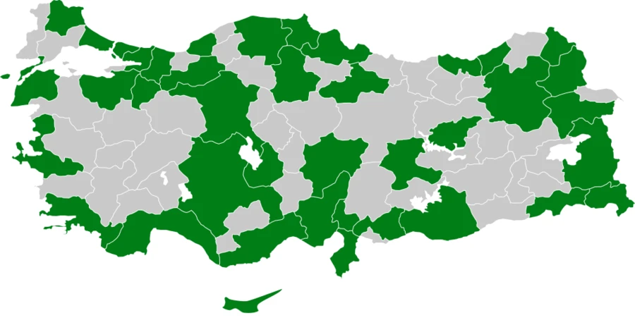Sarıbaşlı kuyruksallayan Türkiye dağılım haritası